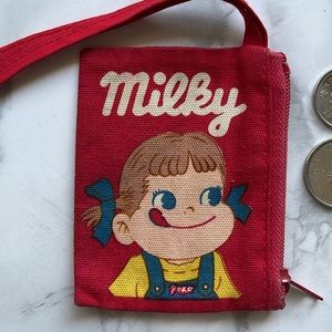 Vintage Fujiya Peko Chan / Milky Candy kids coin purse 70s-80s Japan Showa era
